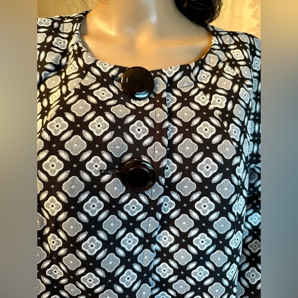 DRESSBARN!🤩Vintage Swing Jacket! Dressy Blazer/Worn Once! Blk-white/Size-L - Picture 2 of 14